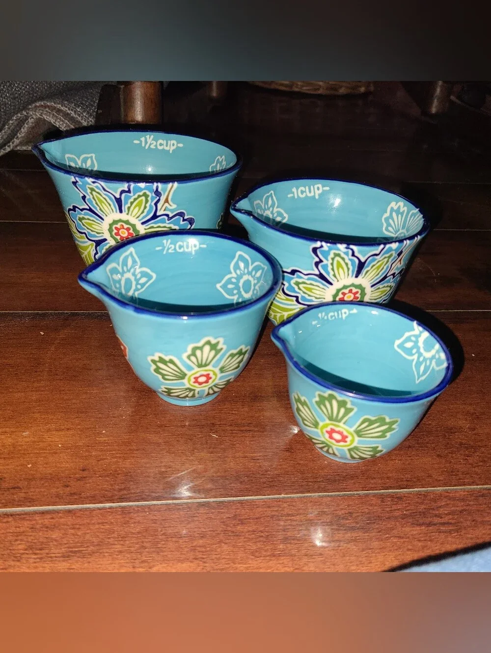 The Pioneer Woman Ceramic Nesting Floral Measuring Cups 4pc Pour Spout Set
